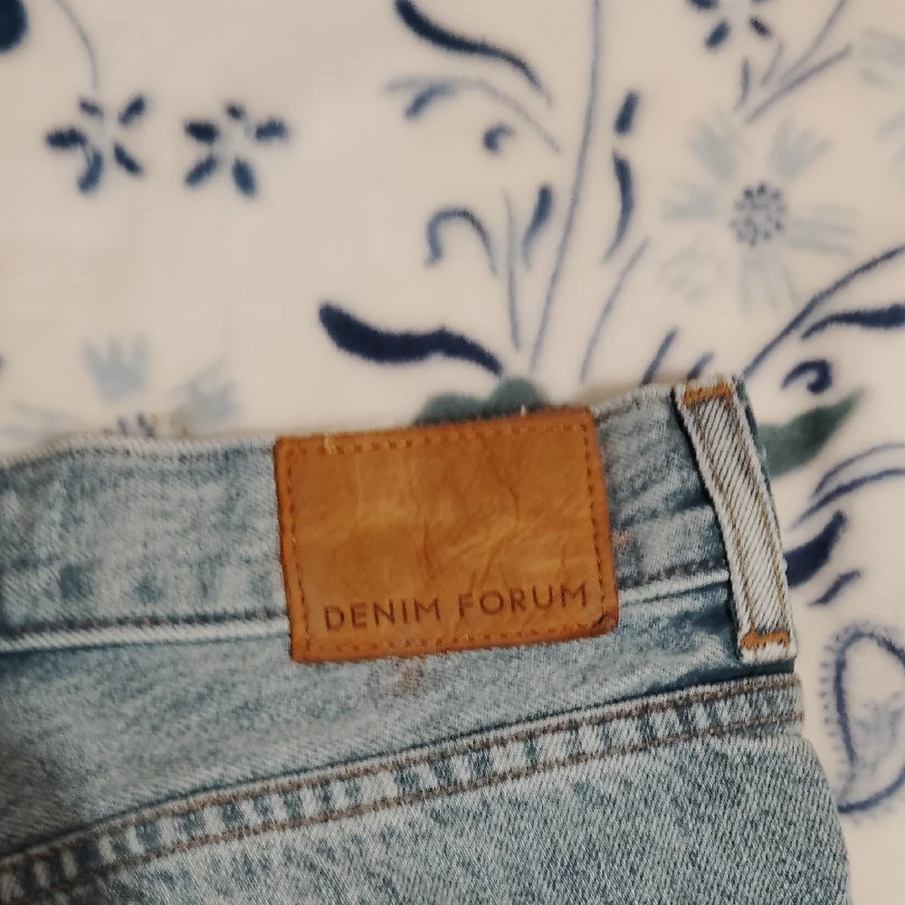 Denim Forum Blue Flare Wide Leg Jeans - Picture 3 of 6
